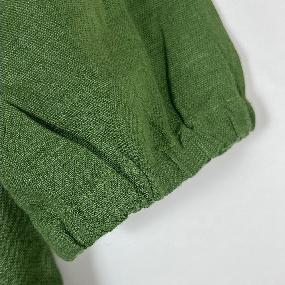 NWT Phoebe Tiered 100% Linen Dress Crown Linen Designs Arte Italica Green - Picture 7 of 12